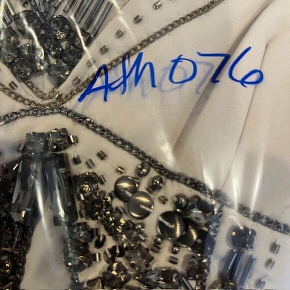 Karen Millen Cocktail Dress Strapless Cream with Bronze Embellishments Size 4 - Picture 15 of 15